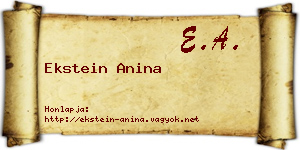 Ekstein Anina névjegykártya